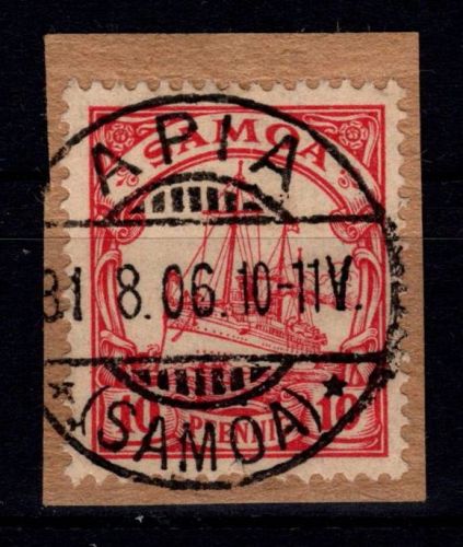 Deutsche Kolonien Samoa 9 gestempelt auf Briefstück mit Vollstempel #DHC19