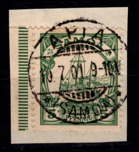 Deutsche Kolonien Samoa 8 gestempelt auf Briefstück mit Vollstempel #DHC20