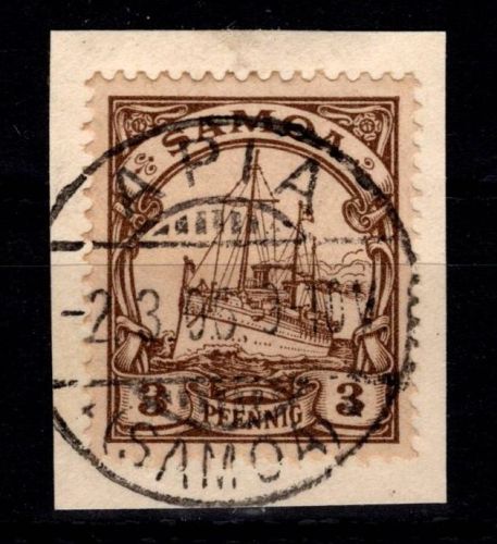 Deutsche Kolonien Samoa 7 gestempelt auf Briefstück mit Vollstempel #DHC21