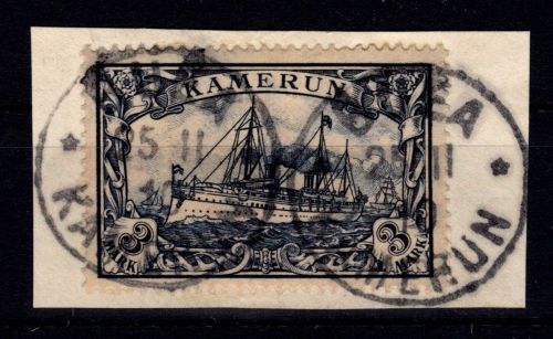 Deutsche Kolonien Kamerun 18 gestempelt auf Briefstück mit Vollstempel #DHC30