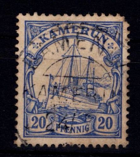 Deutsche Kolonien Kamerun 10 gestempelt Bamenda, mit Zahnfehler #DHC71