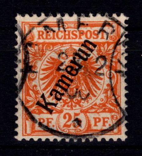 Deutsche Kolonien Kamerun 5 b gestempelt geprüft Steuer BPP #DHC86