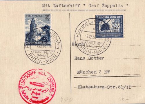 Deutsches Reich 669, 682 auf Postkarte Zeppelinfahrt LZ 130 #DHX38