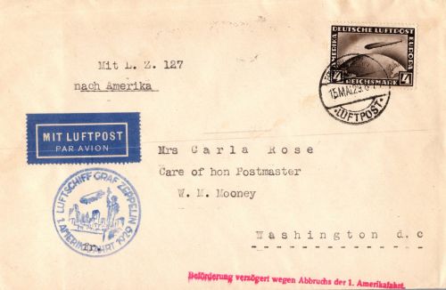 Deutsches Reich 424 auf Brief als Einzelfrankatur Zeppelinfahrt LZ 127 #DHX51