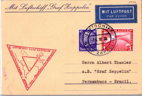 Deutsches Reich 496 u.a. auf Postkarte Zeppelinfahrt LZ 127 #DHX64