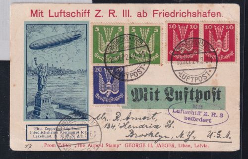 Deutsches Reich 344, 345, 346 auf Brief Zeppelinfahrt LZ 126 #DHX78