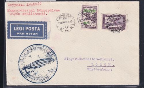 Ungarn 451, 479 auf Brief Zeppelinfahrt LZ 127 #DHX89