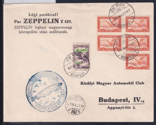Ungarn 467, 479 auf Brief Zeppelinfahrt LZ 127 #DHX93
