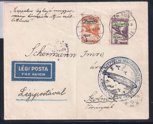 Ungarn 478, 479 auf Brief Zeppelinfahrt LZ 127 #DHX97
