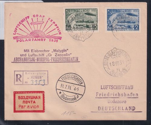 Sowjetunion 403 B, 405 B auf Brief Zeppelinfahrt LZ 127 #DHX99