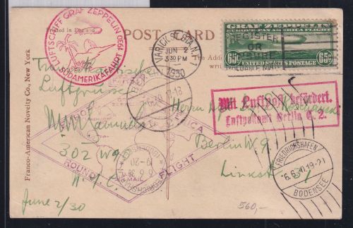 USA 326 auf Brief Zeppelinfahrt LZ 127 #DHY02