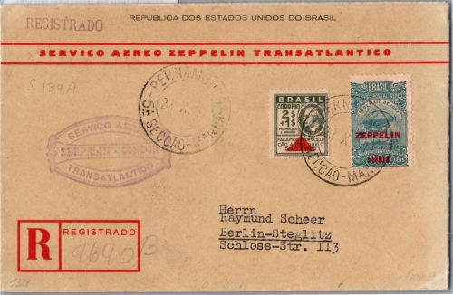 Brasilien 349, 367 auf Brief Zeppelinfahrt LZ 127 #DHY18