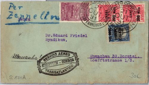 Brasilien 321 u.a auf Brief Zeppelinfahrt LZ 127 #DHY20
