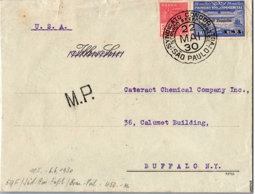 Brasilien Zp.6 u.a. auf Brief Zeppelinfahrt LZ 127 #DHY21