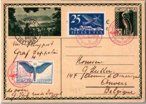 Schweiz 180, 189 als Ganzsache Zeppelinfahrt LZ 127 #DHY24