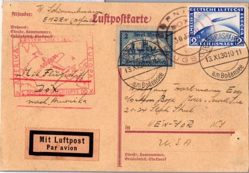 Deutsches Reich 365, 423 auf Postkarte Überseeflug DOX Flugschiff 1930 #DHY35
