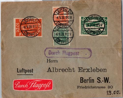 Deutsches Reich 111-112, S 3 auf Brief Flugpost #DHZ39