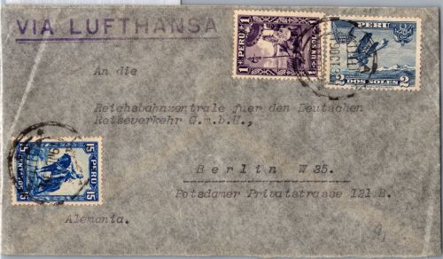 Flugpost Südamerika- Europa auf Brief via Lufthansa #DHZ44