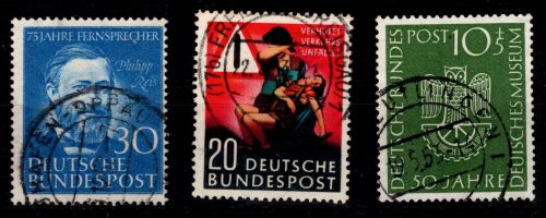 BRD Bund 161, 162, 163 gestempelt mit Vollstempel #DIA27