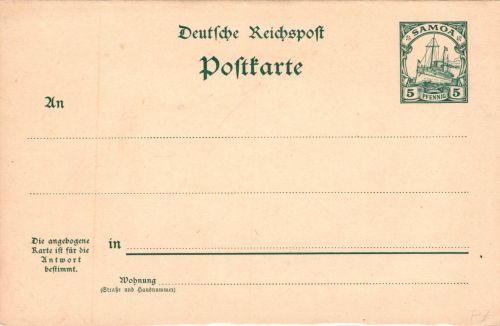 Deutsche Kolonien Samoa P 7 als Ganzsache ungebraucht #DIA35