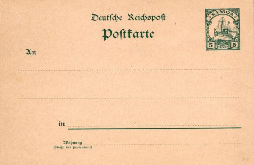 Deutsche Kolonien Samoa P 5 als Ganzsache ungebraucht #DIA36