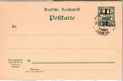Samoa Britische Besetzung P 1 a als Ganzsache mit Gefälligkeitsstempel #DIA41