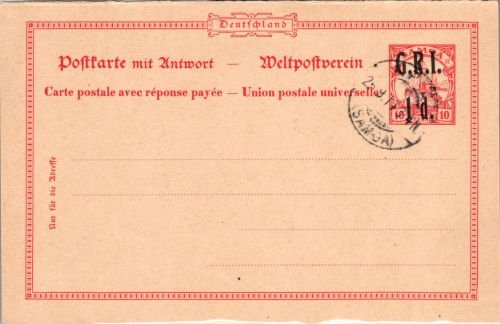 Samoa Britische Besetzung P 2 als Ganzsache mit Gefälligkeitsstempel #DIA43