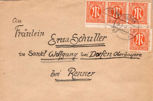 Alliierte Besetzung Bizone 5 x auf Brief als Mehrfachfrankatur #DIA53