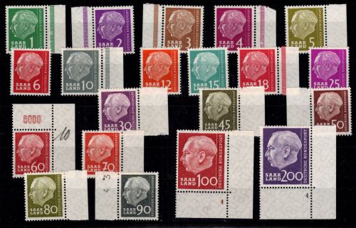Saarland 380-399 postfrisch teils SR, 398+399 Eckrand FN 4 #DIA61