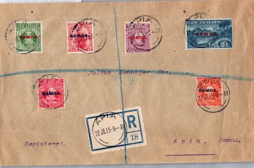 Samoa Neuseeländische Besetzung 35-40 auf Brief Einschreiben Apia #DIA65