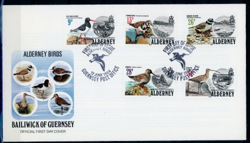 Alderney 13-17 Vögel Ersttagesbrief/FDC #JD363