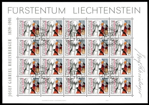 Liechtenstein Kleinbogen 1274 Rheinberger Ersttagssonderstempel #JG506