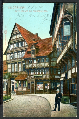 AK Hildesheim Alte Häuser am Andreasplatz 1910 gebraucht #JS186