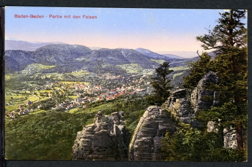 AK Baden-Baden Partie mit den Felsen 1914 gebraucht #JS187