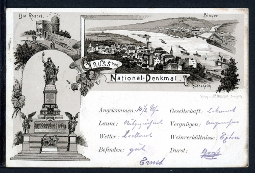 AK Rüdesheim Niederwalddenkmal 1900 gebraucht #JS191