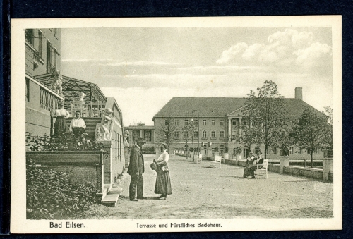 AK Bad Eilsen Landkreis Schaumburg Terrasse und fürstl. Badehaus um 1920 ungebraucht #JS404