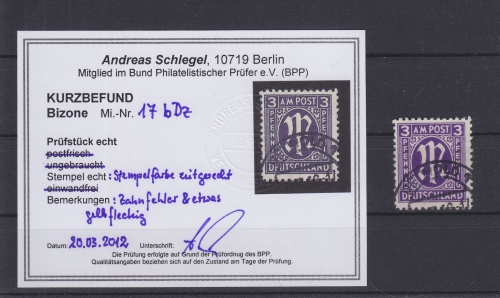 Alliierte Besetzung 17 bDz gestempelt mit Kurzbefund #V173