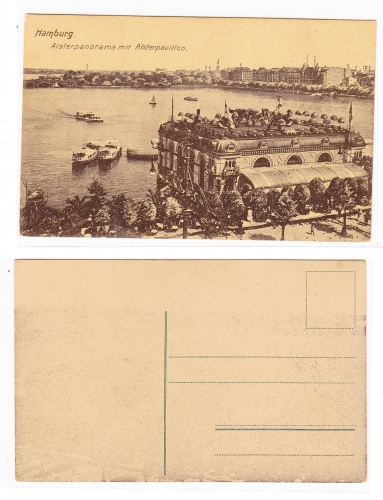 AK Hamburg Alster mit Alsterpavillon monochrom ungebraucht #PA066