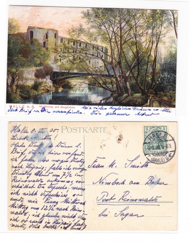 AK Halle Saale Moritzburg mit Burgbrücke 1908 gebraucht #PA098