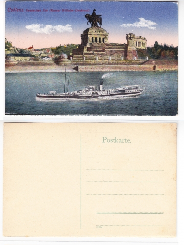 AK Koblenz Deutsches Eck mit Schiff Dampfer ungebraucht #PA113