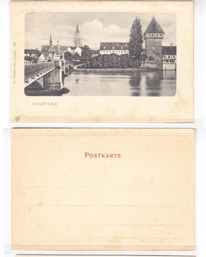 AK Konstanz mit Rheinbrücke und Rheintor ungebraucht #PA131