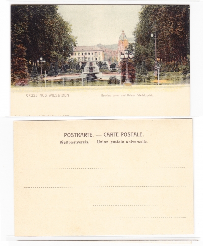 AK Wiesbaden Kaiser Friedrich Platz UPU ungebraucht #PA135