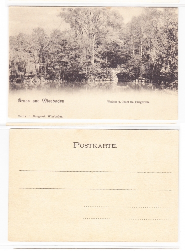 AK Wiesbaden Weiher und Insel im Kurgarten ungebraucht #PA141