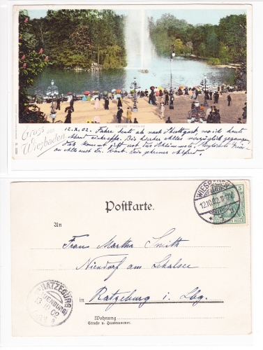 AK Wiesbaden Kurhaus Park Große Fotografie 1902 gebraucht #PA184