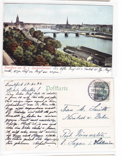 AK Frankfurt am Main Sachsenhausen Untermainbrücke 1906 gebraucht #PA192