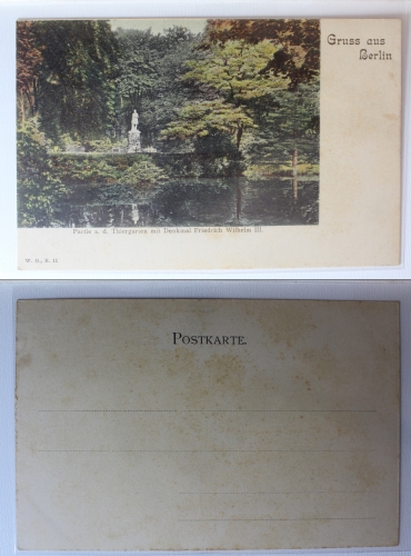 AK Berlin Partie a.d. Tiergarten mit Denkmal ungebraucht #PA203