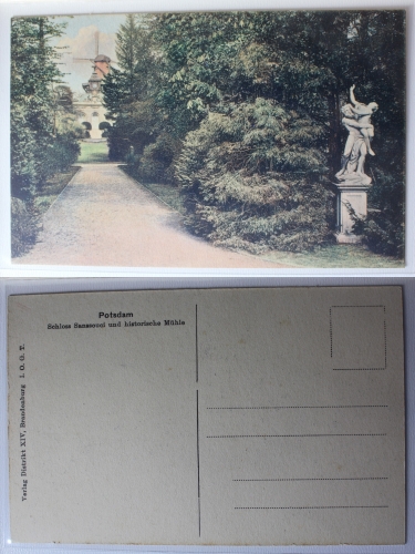 AK Potsdam Schloss Sanssouci und hist. Mühle ungebraucht #PA387