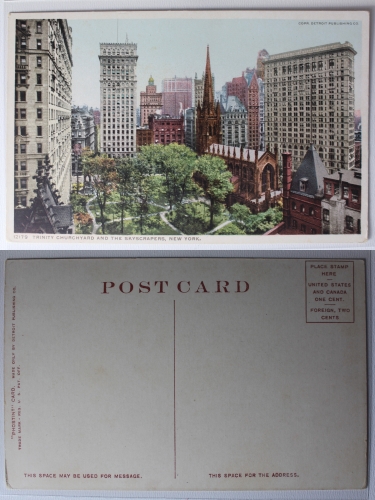 AK New York Trinity Church und Wolkenkratzer ungebraucht #PA404