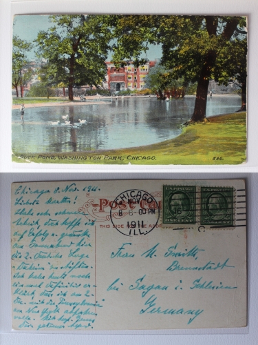 AK Chicago Illinois Duck Pond Washington Park 1911 gebraucht #PA412