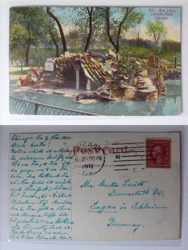 AK Chicago Illinois Sea Lions Lincoln Park 1911 gebraucht #PA413